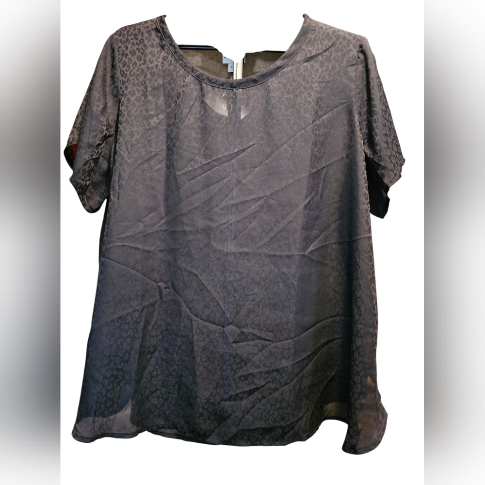 Ava & Viv Black Leopard Print Top. Sz 2X